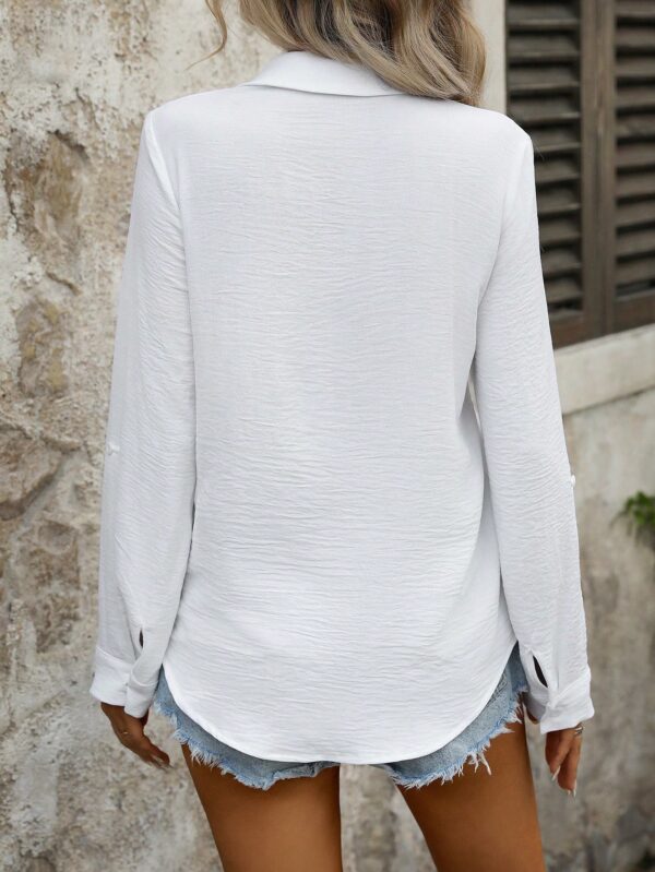 Camisa Casual Manga Larga con Botones Frontales y Bolsillo - Image 7