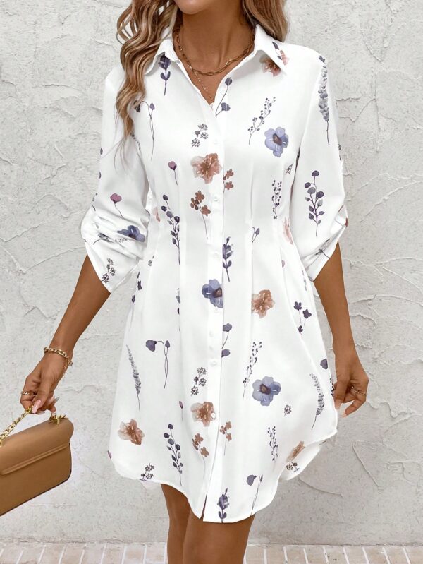 Vestido Camisero Floral de Otoño/Invierno Versátil y Elegante - Image 8