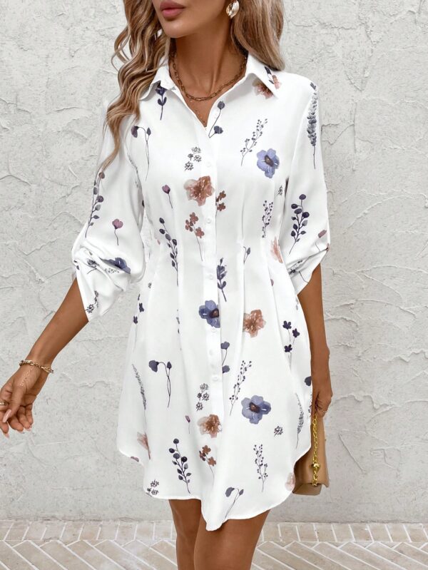 Vestido Camisero Floral de Otoño/Invierno Versátil y Elegante - Image 7