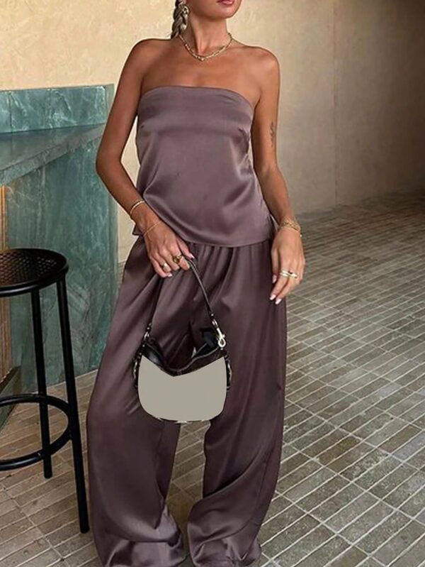 Conjunto Casual de Top Bandeau y Falda en Color Sólido - Image 23