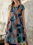 Vestido Casual Estampado Geométrico de Verano
