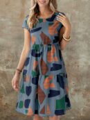Vestido Casual Estampado Geométrico de Verano