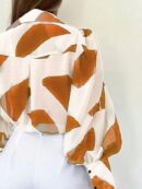 Camisa Estampada Multicolor de Manga Larga para Uso Diario