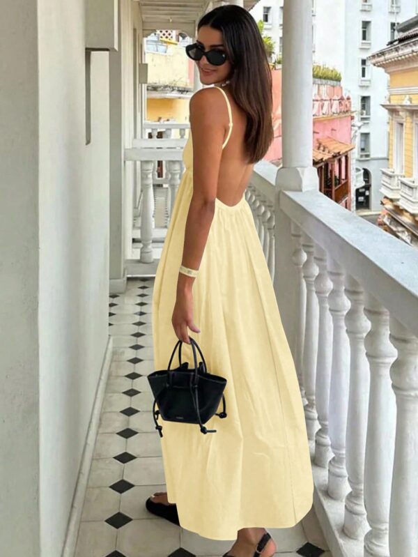 Vestido de Verano Espalda Descubierta con Tirantes Finos