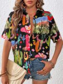 Camisa Estampada Graffiti Casual de Verano