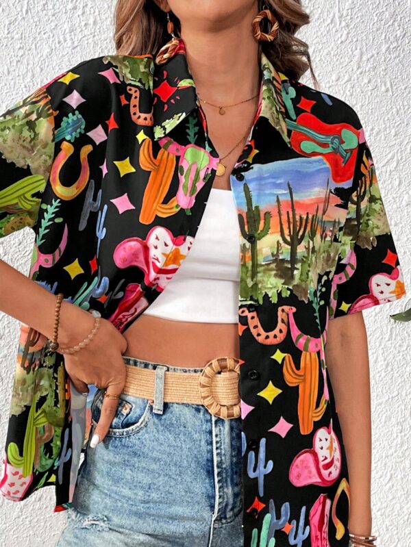 Camisa Estampada Graffiti Casual de Verano - Image 4