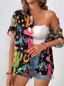 Camisa Estampada Graffiti Casual de Verano