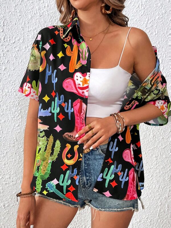 Camisa Estampada Graffiti Casual de Verano - Image 5