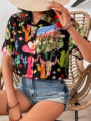 Camisa Estampada Graffiti Casual de Verano