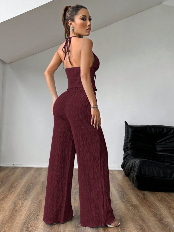 Set de Camisola Plisada y Pantalón Ancho de Textura Suave y Elegante - Image 18