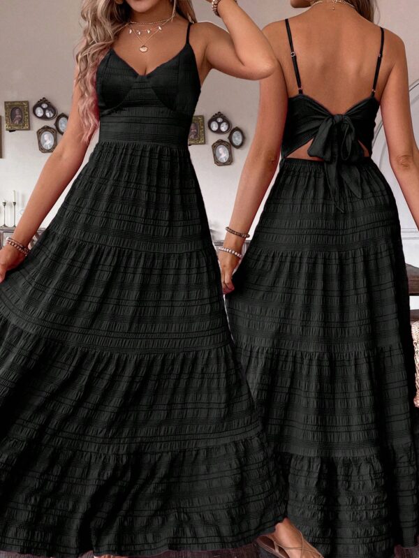 Vestido Boho Elegante Espalda Descubierta con Tirantes