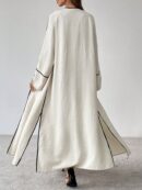 Conjunto de Abrigo Largo y Pantalones Anchos con Contraste