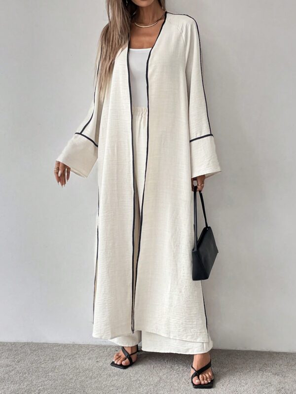 Conjunto de Abrigo Largo y Pantalones Anchos con Contraste - Image 7