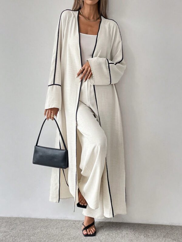 Conjunto de Abrigo Largo y Pantalones Anchos con Contraste - Image 8