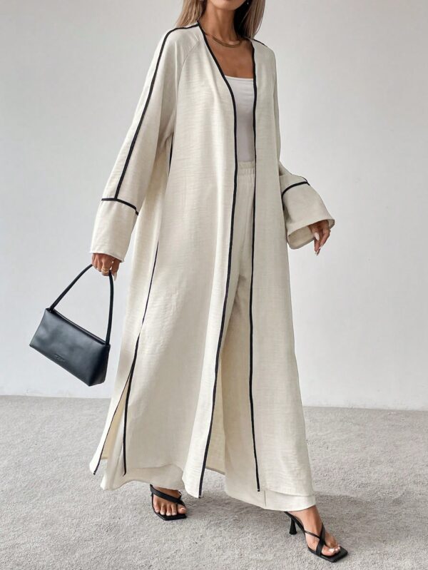 Conjunto de Abrigo Largo y Pantalones Anchos con Contraste - Image 10