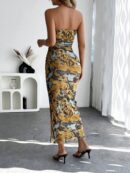 Vestido Strapless Tie Dye con Abertura Lateral y Ruched