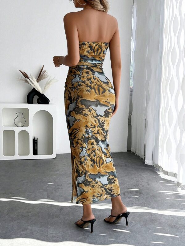 Vestido Strapless Tie Dye con Abertura Lateral y Ruched - Image 161