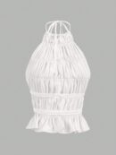 Top Camisola Acordonado con Volantes y Transparencia Semi-Sheer