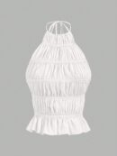 Top Camisola Acordonado con Volantes y Transparencia Semi-Sheer