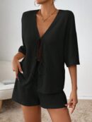 Conjunto Casual de Top con Hombros Caídos y Shorts