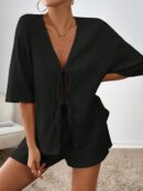 Conjunto Casual de Top con Hombros Caídos y Shorts