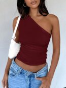 Top Elegante Asimétrico con Ruche para Salir