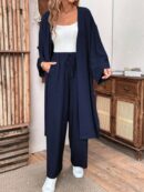 Conjunto Casual de Abrigo Largo y Pantalón Ancho de Lino