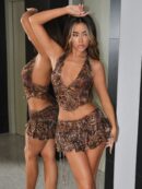 Set de Top Halter y Falda Estampado Leopardo