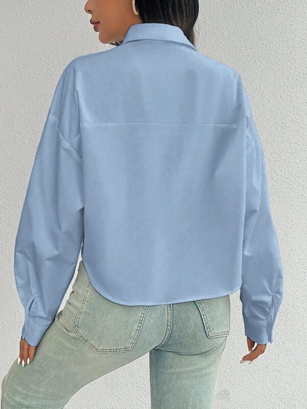 Camisa Casual Manga Larga con Bolsillo y Hombros Caídos - Image 62