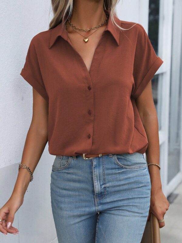 Camisa Casual de Manga Murciélago con Botones Frontales - Image 134