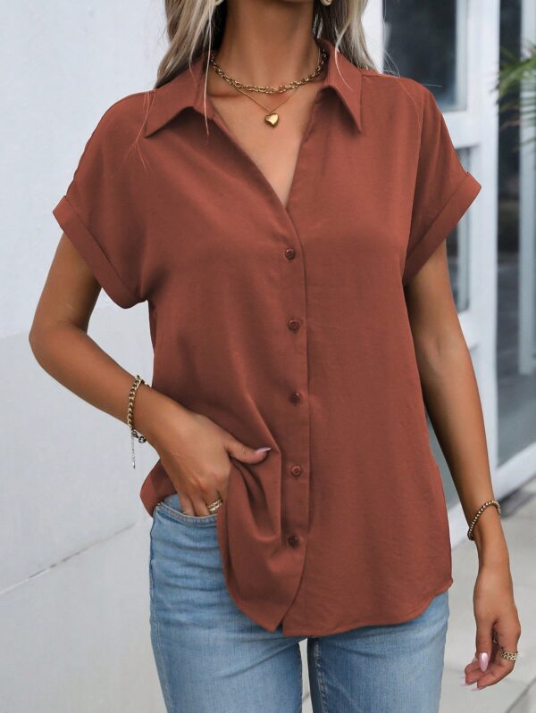 Camisa Casual de Manga Murciélago con Botones Frontales - Image 136