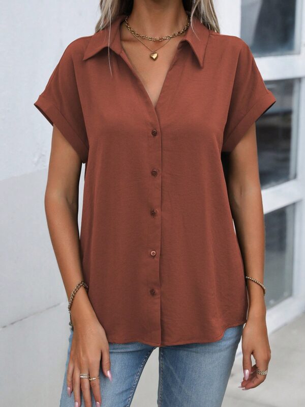 Camisa Casual de Manga Murciélago con Botones Frontales - Image 138