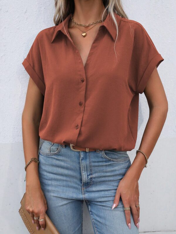 Camisa Casual de Manga Murciélago con Botones Frontales - Image 140