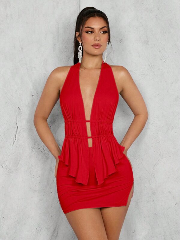 Conjunto de Blusa Halter con Falda Plisada y Abertura - Image 16