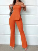 Conjunto Bandeau y Falda Maxi con Abertura Lateral