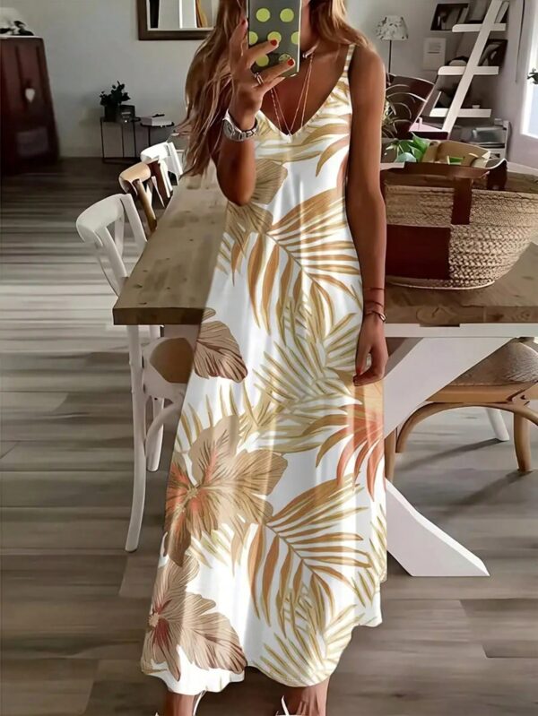 Vestido Casual Estampado Botánico sin Mangas - Image 6