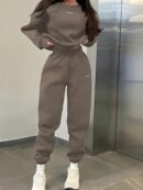 Conjunto Casual de Buzo y Pantalón con Estampado de Letras (2 Piezas)