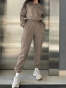 Conjunto Casual de Buzo y Pantalón con Estampado de Letras (2 Piezas)