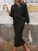 Set Casual de Top con Manga Murciélago y Falda Tejidos
