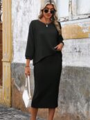 Set Casual de Top con Manga Murciélago y Falda Tejidos