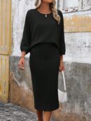 Set Casual de Top con Manga Murciélago y Falda Tejidos