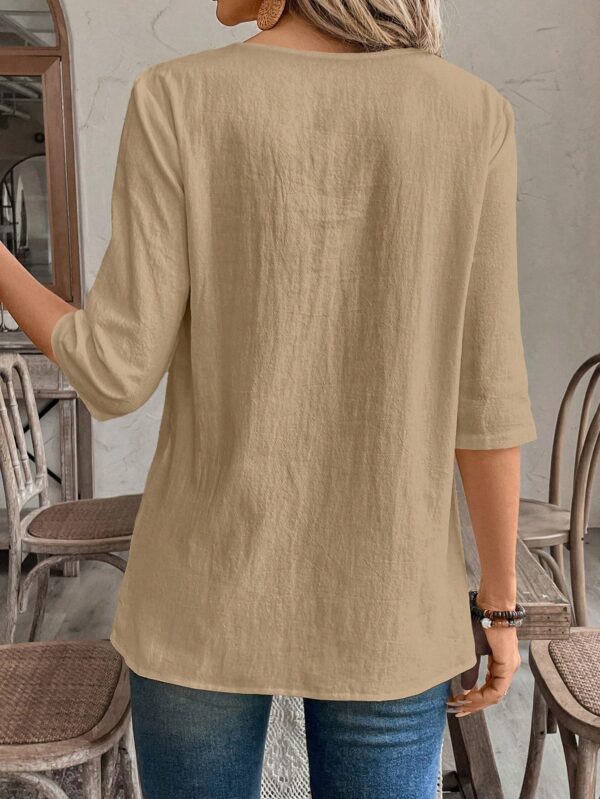 Camisa Casual Manga Larga con Estampado Floral y Cuello Redondo - Image 35