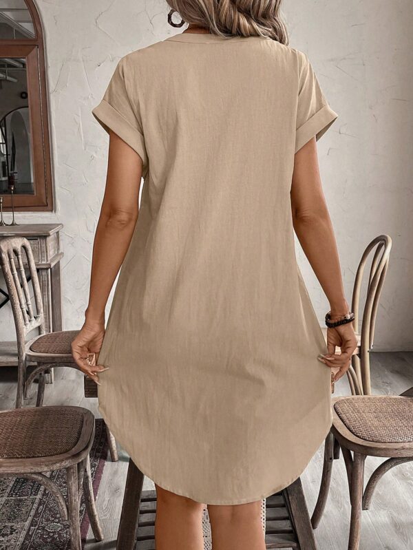 Vestido Mini Casual de Manga Corta con Botones Frontales - Image 72