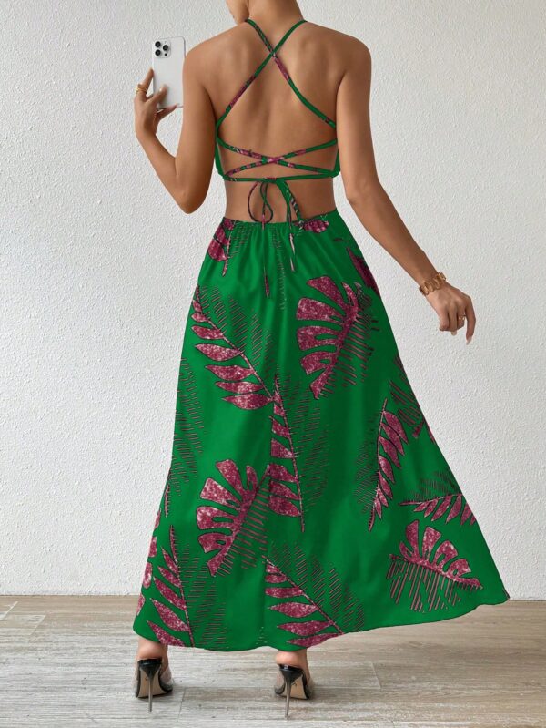 Vestido Largo Playero con Estampado Tropical y Espalda Descubierta - Image 2