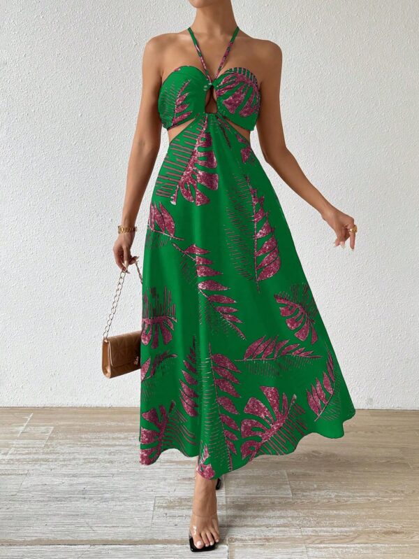 Vestido Largo Playero con Estampado Tropical y Espalda Descubierta - Image 5
