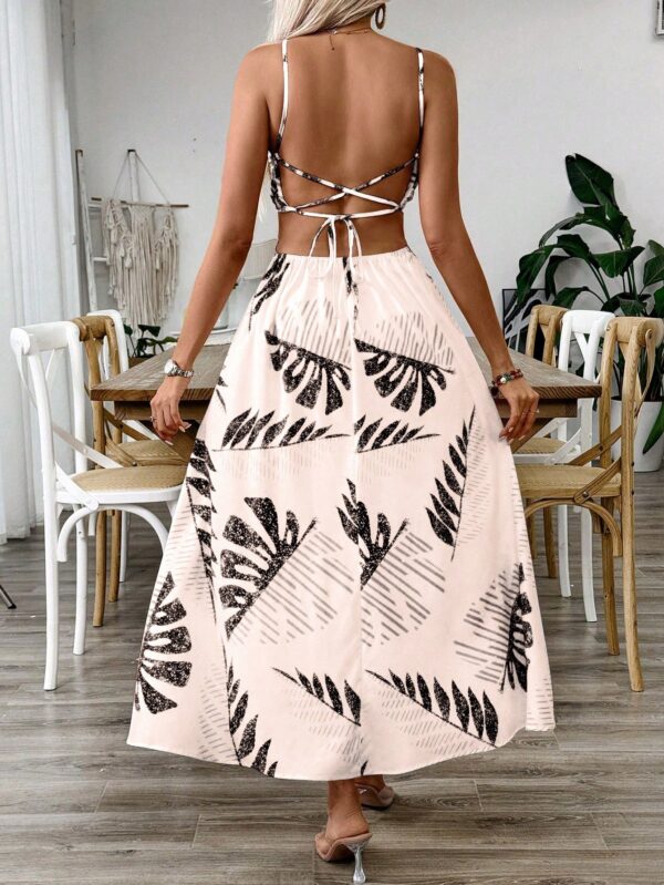 Vestido Largo Playero con Estampado Tropical y Espalda Descubierta - Image 7