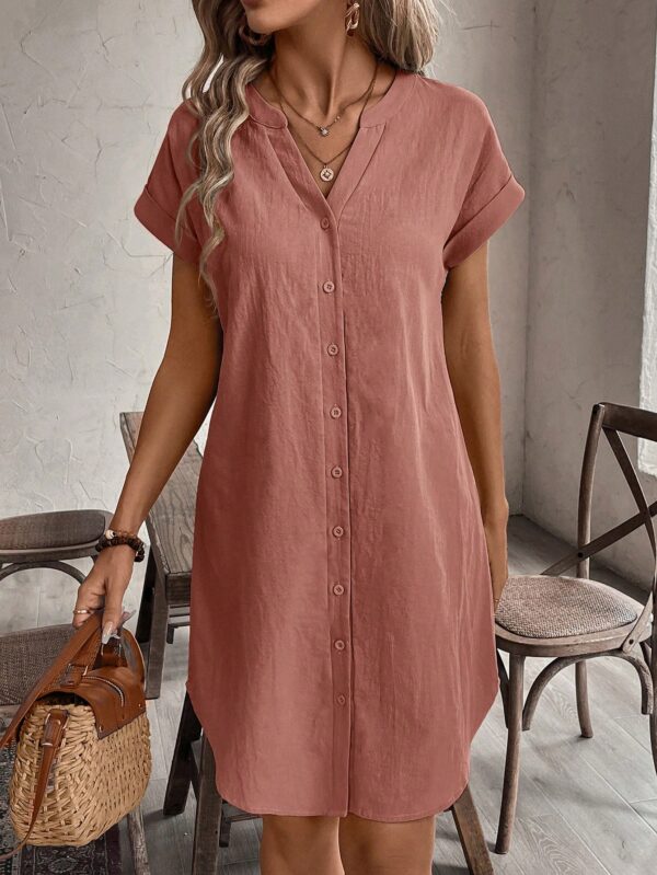 Vestido Mini Casual de Manga Corta con Botones Frontales - Image 25