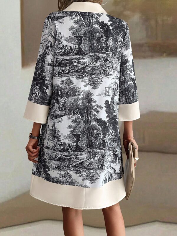 Vestido Camisero Estampado de Manga Larga con Cuello Abotonado - Image 27