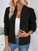 Chaqueta Tejida Jacquard Casual en Color Caqui