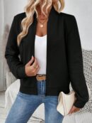 Chaqueta Tejida Jacquard Casual en Color Caqui